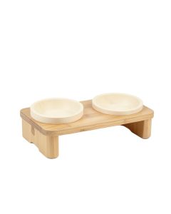 Dune Crest Pet Feeding Stand With Two Plain Empty Bowls - Ivory (synthetic illustration; no displayed measurements)
