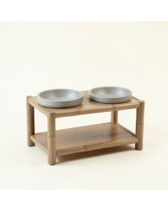 Laurel Branch Pet Feeding Stand With Two Plain Empty Bowls - Gray (synthetic illustration; no displayed measurements)