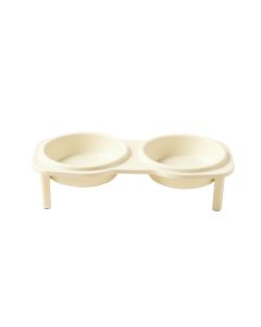 Maple Crossing Pet Feeding Stand With Two Plain Empty Bowls - Ivory (synthetic illustration; no displayed measurements)