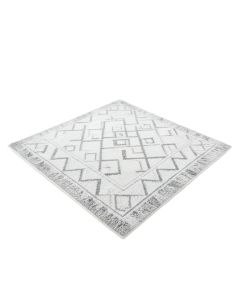 Odalis Geometric Shag White/Gray Area Rug