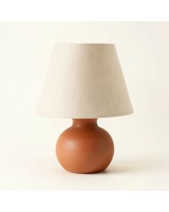 Ash Brook Table Lamp With A Plain Fabric Shade - Terracotta (synthetic illustration; no displayed measurements)