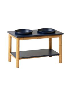 Field Bridge Pet Feeding Stand With Two Plain Empty Bowls - Navy (synthetic illustration; no displayed measurements)
