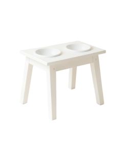 Willow Dell Pet Feeding Stand With Two Plain Empty Bowls - White