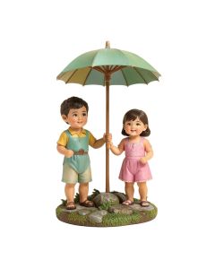 Ayasha Boy And Girl With Umbrella Garden Statue
