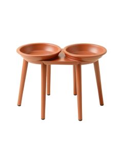 Birch Crest Pet Feeding Stand With Two Plain Empty Bowls - Terracotta (synthetic illustration; no displayed measurements)