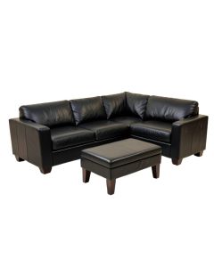 Turnham 96 '' Wide Faux Leather Sofa & Chaise With Ottoman