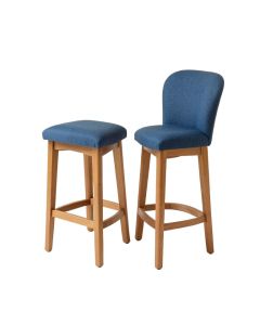 Counter Height Fabric Upholstered Bar Stool With Full Back , Blue , Set Of 2 (synthetic illustration; no displayed measurements)