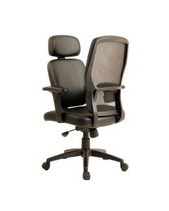 Mid-Back Black Leathersoft And Mesh Swivel Task Office Chair (synthetic illustration; no displayed measurements)