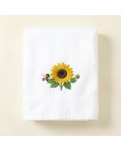 Libby Sunflower And Bees Embroidered 100 % Cotton Hand Towel (synthetic illustration; no displayed measurements)