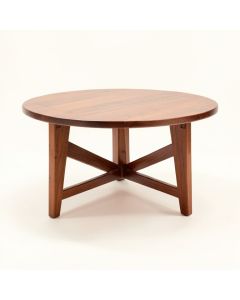 Beliveau Solid Wood Drum Coffee Table (synthetic illustration; no displayed measurements)