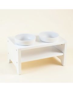 Harbor Canyon Pet Feeding Stand With Two Plain Empty Bowls - White (synthetic illustration; no displayed measurements)