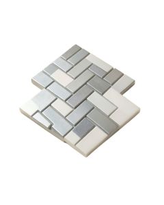 2 '' X 4 '' Glass Herringbone Mosaic Tile - Metallic Looking
