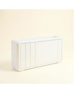 Dawn Arc Narrow Outdoor Storage Bench (synthetic illustration; no displayed measurements)