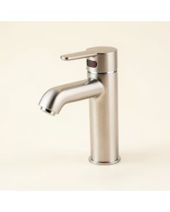 Waterfall Bathroom Faucet With Clear Glass Disc (synthetic illustration; no displayed measurements)