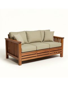 Donalsonville Teak Patio Sofa With Sunbrella Cushions (synthetic illustration; no displayed measurements)