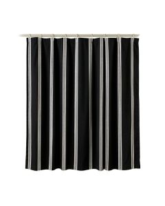 River Bend Shower Curtain Hanging Flat From A Plain Rod - Black