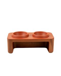 Dawn Bend Pet Feeding Stand With Two Plain Empty Bowls - Terracotta (synthetic illustration; no displayed measurements)