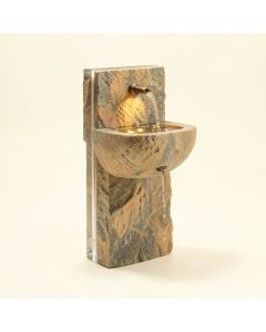 Cascade Springs Natural Stone/Metal Wall Fountain With Light (synthetic illustration; no displayed measurements)