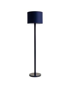 Hill Bend Floor Lamp With A Plain Fabric Shade - Navy (synthetic illustration; no displayed measurements)