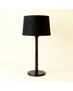 Oak Arc Floor Lamp With A Plain Fabric Shade - Black (synthetic illustration; no displayed measurements)