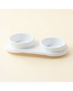 Stone Falls Pet Feeding Stand With Two Plain Empty Bowls - White (synthetic illustration; no displayed measurements)