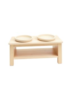 Ridge Bluff Pet Feeding Stand With Two Plain Empty Bowls - Ivory