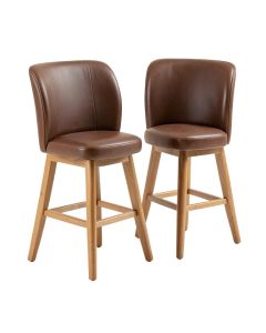 Leatherette Upholstered Wooden Counter Height Chair With Cabriole Legs , Silver , Set Of Two (synthetic illustration; no displayed measurements)