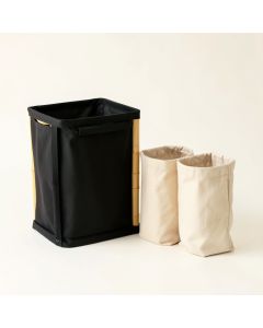Cedar Branch Laundry Sorting Station With Plain Removable Bags - Black (synthetic illustration; no displayed measurements)