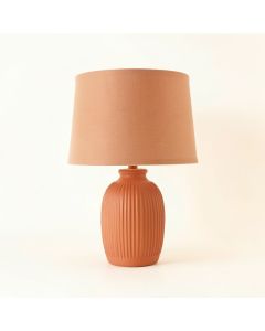 Heath Bend Table Lamp With A Plain Fabric Shade - Terracotta (synthetic illustration; no displayed measurements)