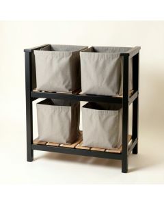 Pine Arc Laundry Sorting Station With Plain Removable Bags - Black (synthetic illustration; no displayed measurements)