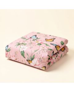 Lacy Pastel Floral With Butterfly And Lotus Figures Meditation Design Duvet Cover Set (synthetic illustration; no displayed measurements)