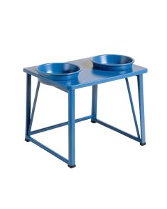Meadow Field Pet Feeding Stand With Two Plain Empty Bowls - Blue