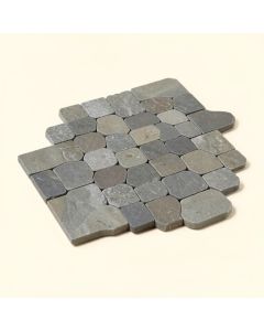 Interlocking Random Sized Glass/Stone Mosaic Tile In Gray/Taupe (synthetic illustration; no displayed measurements)