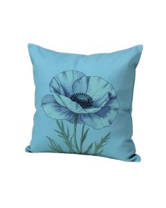 Turquoise Painted Poppy Indoor/Outdoor Throw Pillow (synthetic illustration; no displayed measurements)