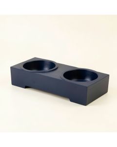 Reed Branch Pet Feeding Stand With Two Plain Empty Bowls - Navy (synthetic illustration; no displayed measurements)