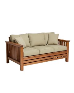 Donalsonville Teak Patio Sofa With Sunbrella Cushions (synthetic illustration; no displayed measurements)