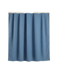 Alder Bend Shower Curtain Hanging Flat From A Plain Rod - Blue (synthetic illustration; no displayed measurements)