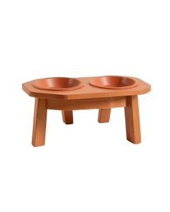 Heath Dell Pet Feeding Stand With Two Plain Empty Bowls - Terracotta