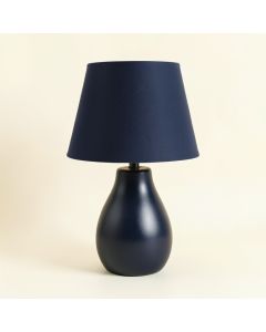 Elm Brook Table Lamp With A Plain Fabric Shade - Navy (synthetic illustration; no displayed measurements)