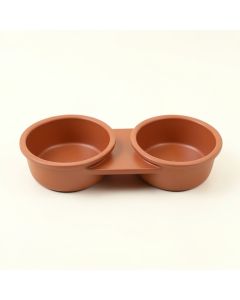 Bay Brook Pet Feeding Stand With Two Plain Empty Bowls - Terracotta (synthetic illustration; no displayed measurements)