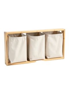 Meadow Canyon Laundry Sorting Station With Plain Removable Bags - Beige