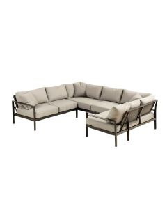 Dinja Patio Sectional With Cushions (synthetic illustration; no displayed measurements)