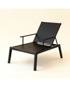 Reed Arc Outdoor Lounge Chair - Black (synthetic illustration; no displayed measurements)