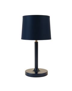 Juniper Arc Table Lamp With A Plain Fabric Shade
