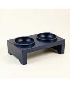 Wren Arc Pet Feeding Stand With Two Plain Empty Bowls - Navy (synthetic illustration; no displayed measurements)