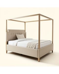 Melway Queen Upholstered Low Profile Four Poster Bed (synthetic illustration; no displayed measurements)
