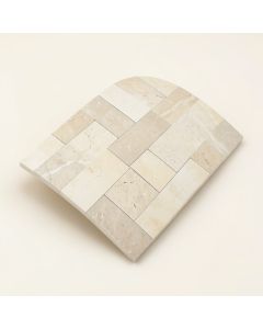 Crema Herringbone Arched 1 '' X 3 '' Marble Mosaic Tile (synthetic illustration; no displayed measurements)