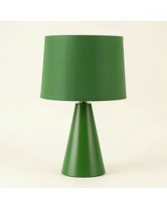 Flint Crest Table Lamp With A Plain Fabric Shade - Green (synthetic illustration; no displayed measurements)