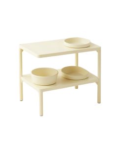 Ridge Crest Pet Feeding Stand With Two Plain Empty Bowls - Cream (synthetic illustration; no displayed measurements)