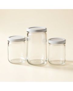 Cylinder Multi-Size Glass 3 Piece Storage Jar Set (synthetic illustration; no displayed measurements)